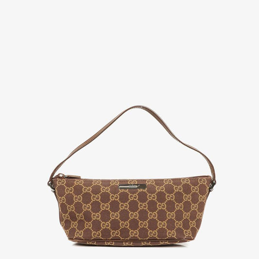 Gucci Baguette Pochette Boat Brown GG Monogram Bag