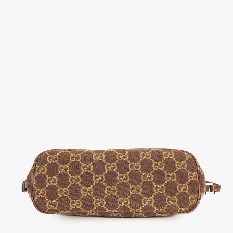 Gucci Baguette Pochette Boat Brown GG Monogram Bag