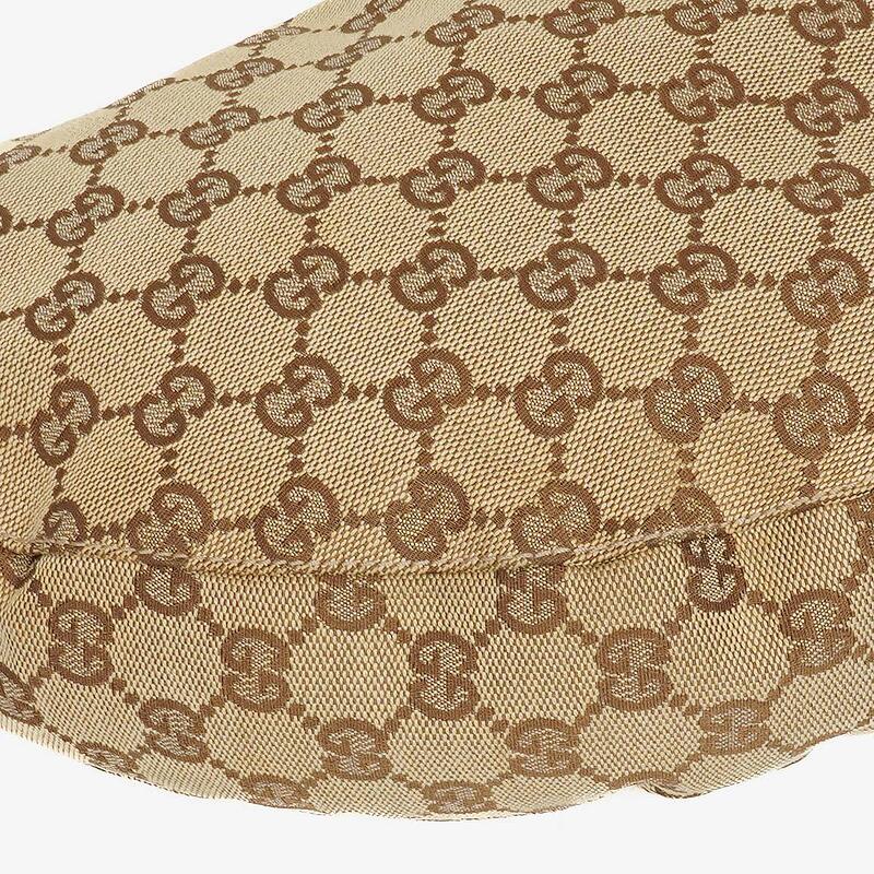 Gucci Beige/Ebony GG Canvas Green Metallic Bamboo Ring Hobo Bag