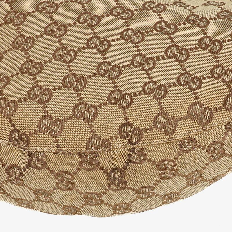 Gucci Beige/Ebony GG Canvas Green Metallic Bamboo Ring Hobo Bag
