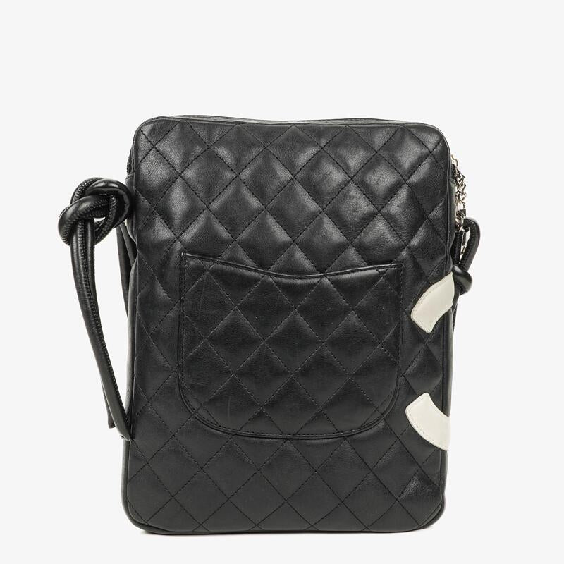 Chanel Cambon Black Leather Quilted Medium Messenger Bag