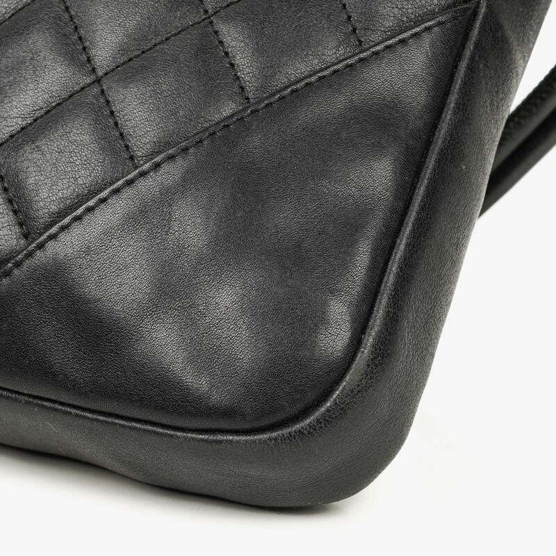 Chanel Cambon Black Leather Quilted Medium Messenger Bag