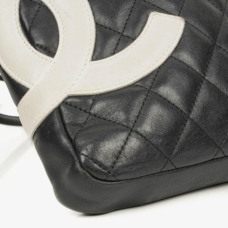 Chanel Cambon Black Leather Quilted Medium Messenger Bag