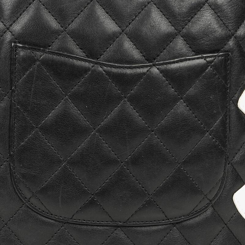 Chanel Cambon Black Leather Quilted Medium Messenger Bag