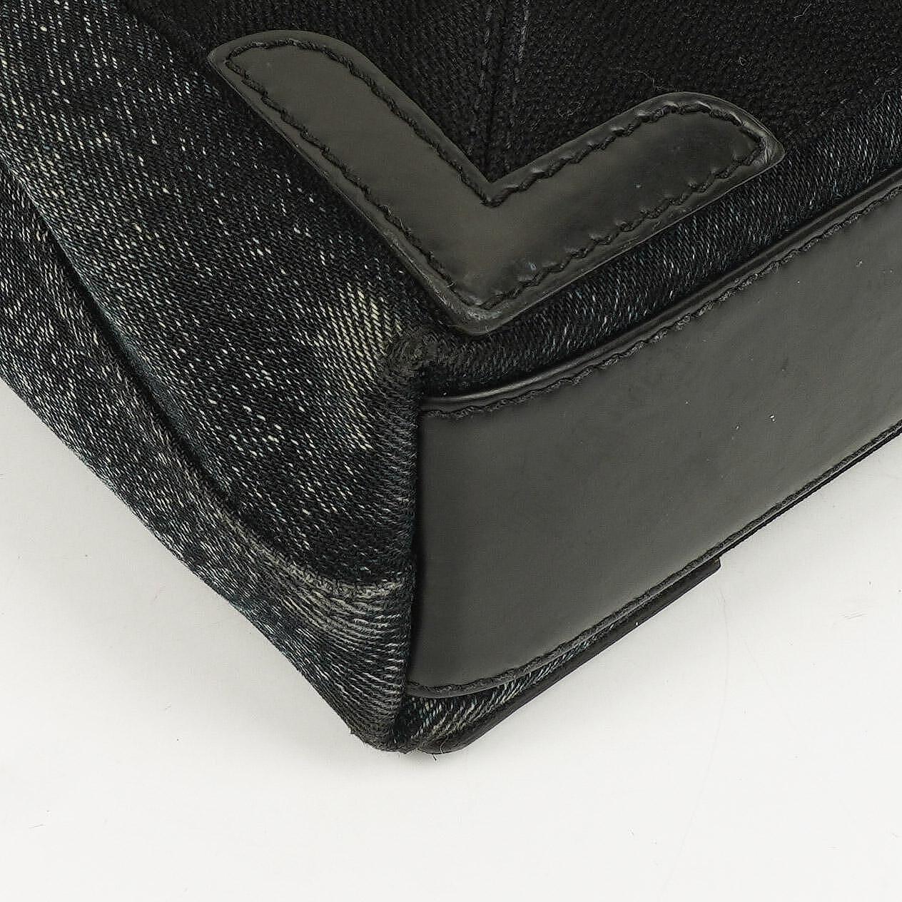 Balenciaga Navy Cabas XS Washed Black Denim Fabric Satin Calfskin Bag