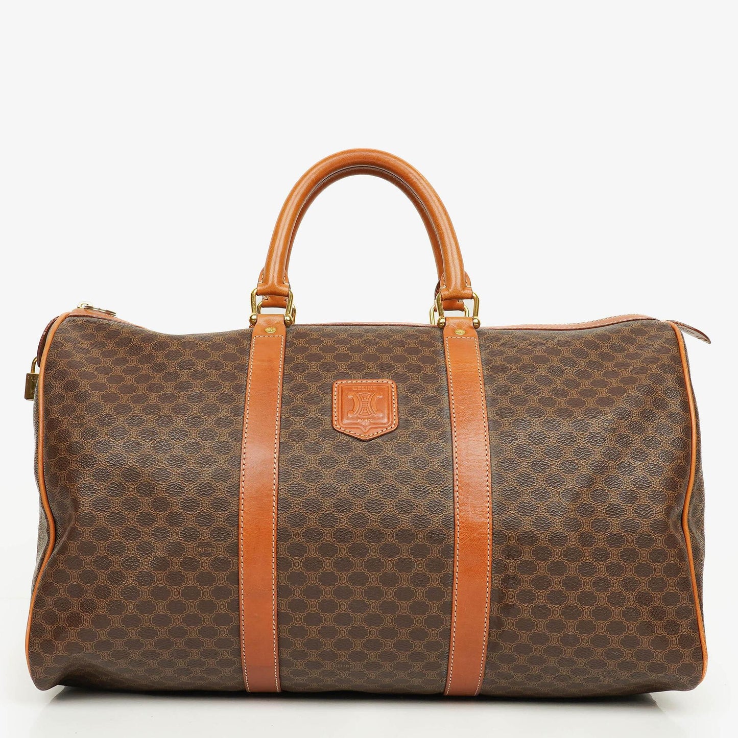 Celine Vintage Macadam Triomphe Brown Travel Bag