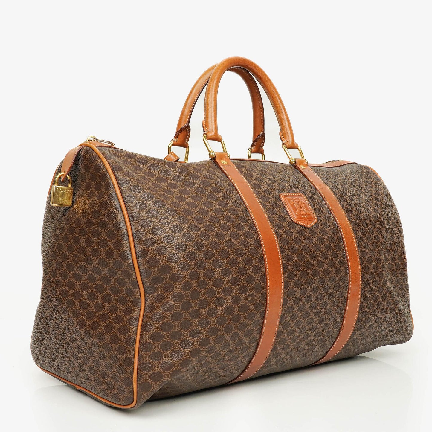 Celine Vintage Macadam Triomphe Brown Travel Bag