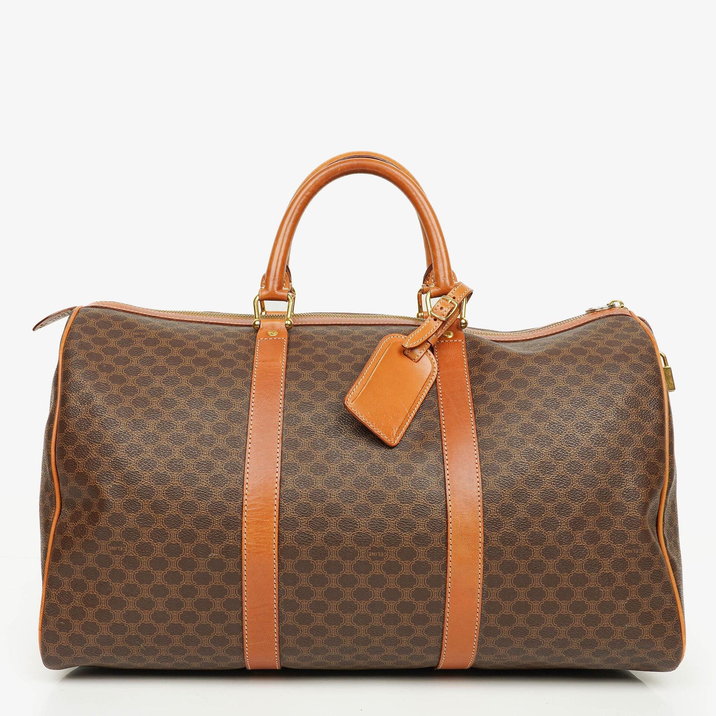 Celine Vintage Macadam Triomphe Brown Travel Bag