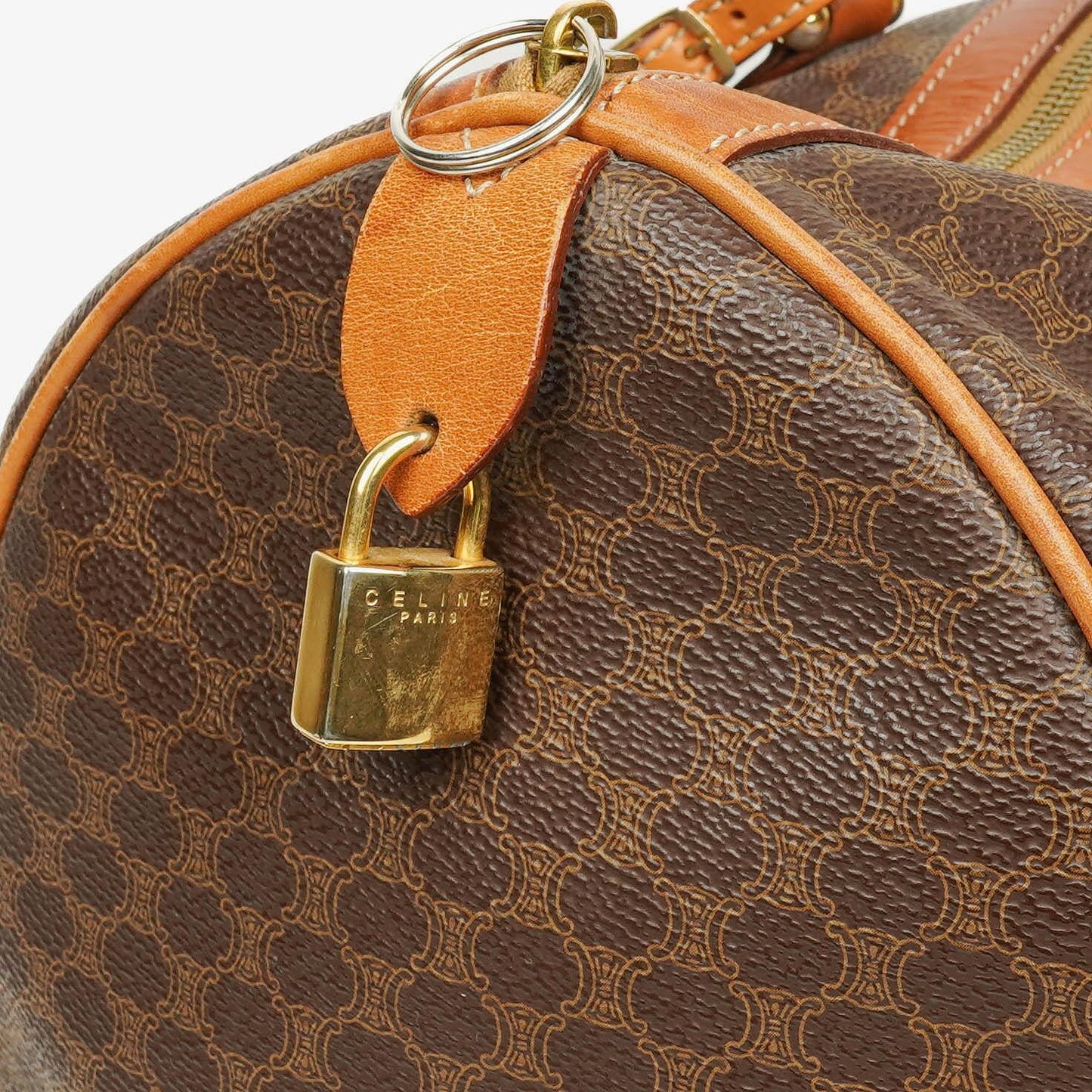 Celine Vintage Macadam Triomphe Brown Travel Bag