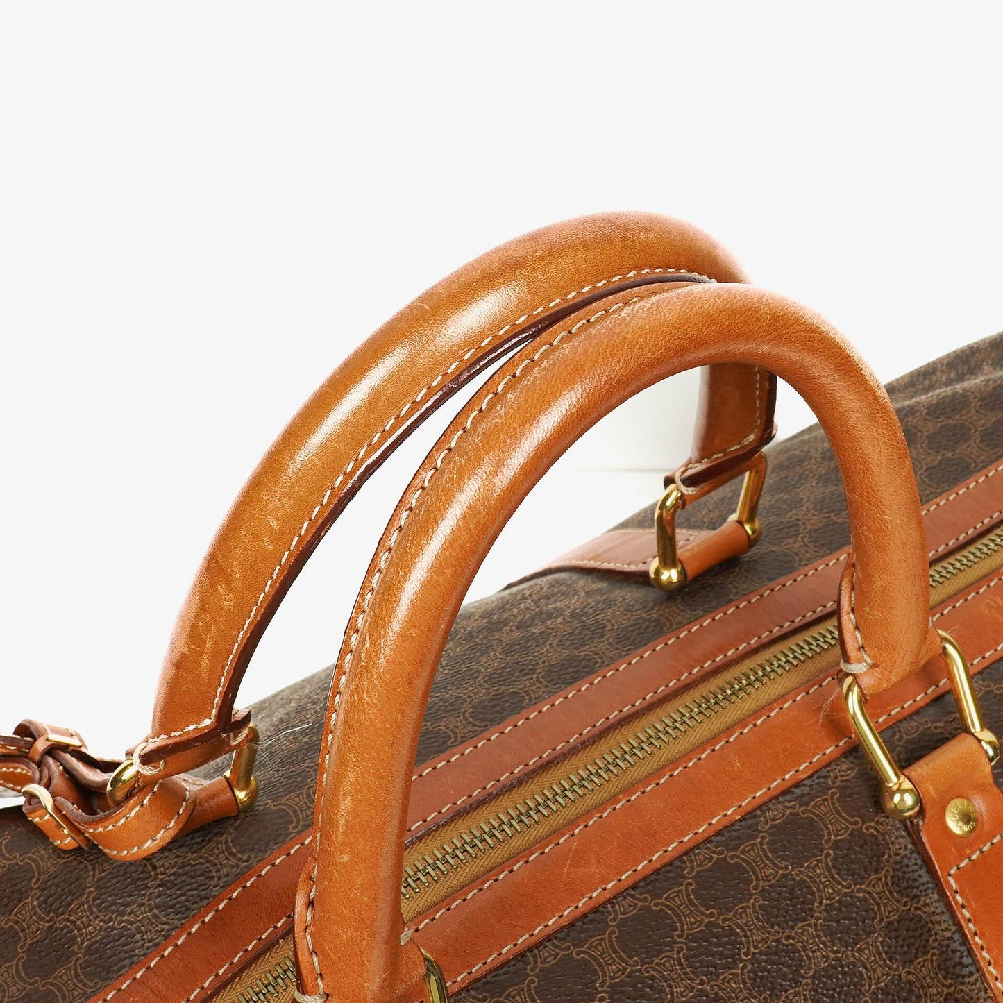 Celine Vintage Macadam Triomphe Brown Travel Bag