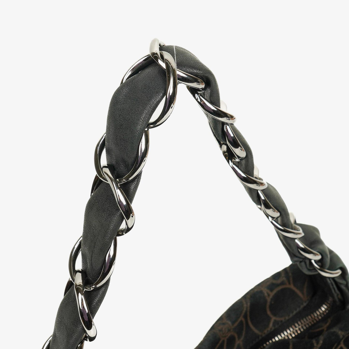 Chanel Camellia Chain Embossed Suede Shoulder Bag