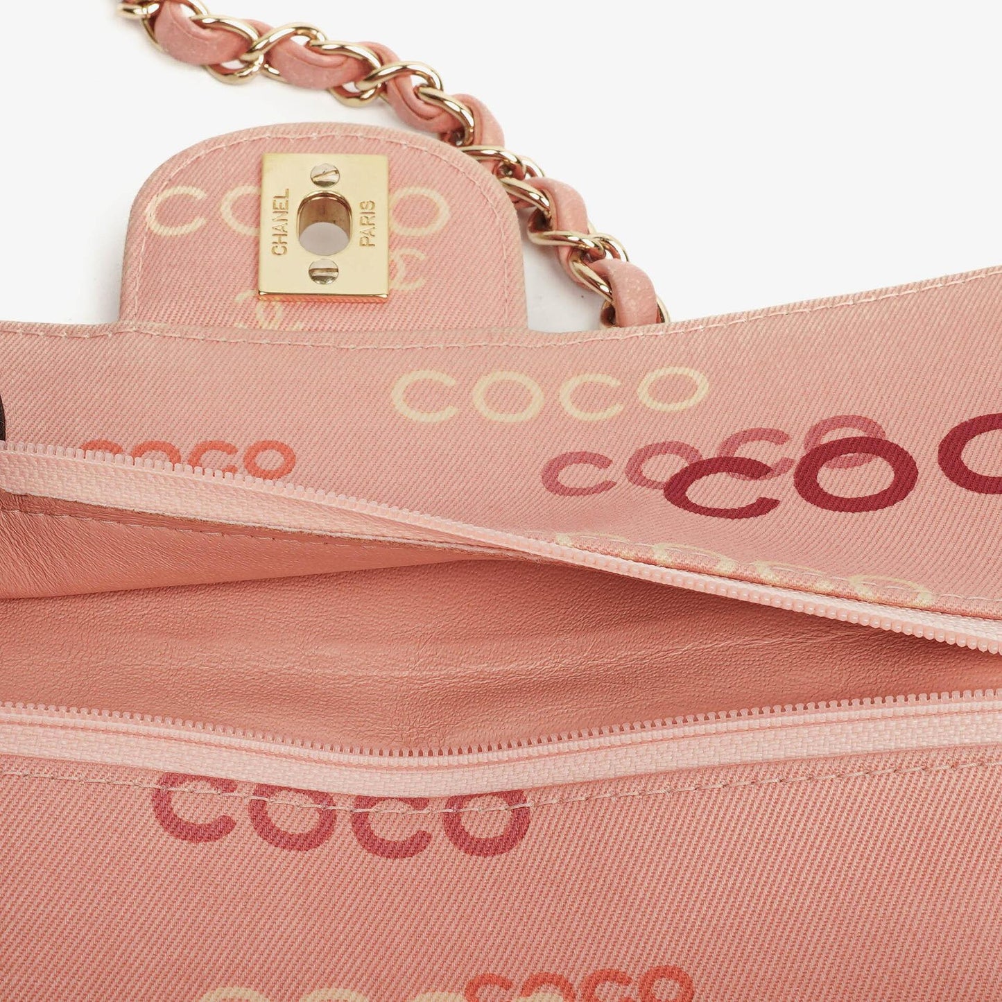 Chanel COCO Print Medium Classic Double Flap Flap Bag 24K Gold-Plated Hardware