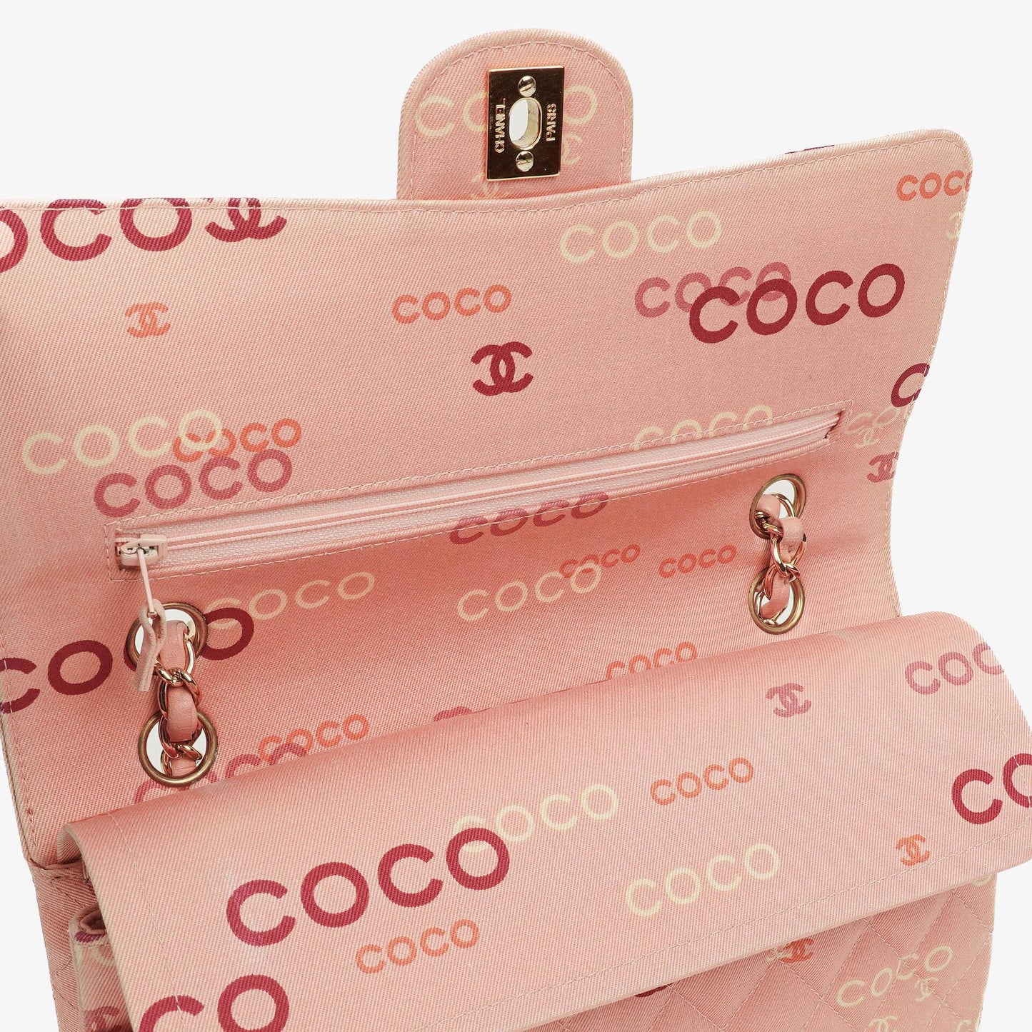 Chanel COCO Print Medium Classic Double Flap Flap Bag 24K Gold-Plated Hardware