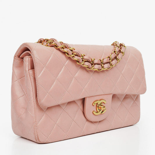 Chanel Vintage Classic Double Flap Bag in Quilted Lambskin with 24K Gold-Plated Hardware