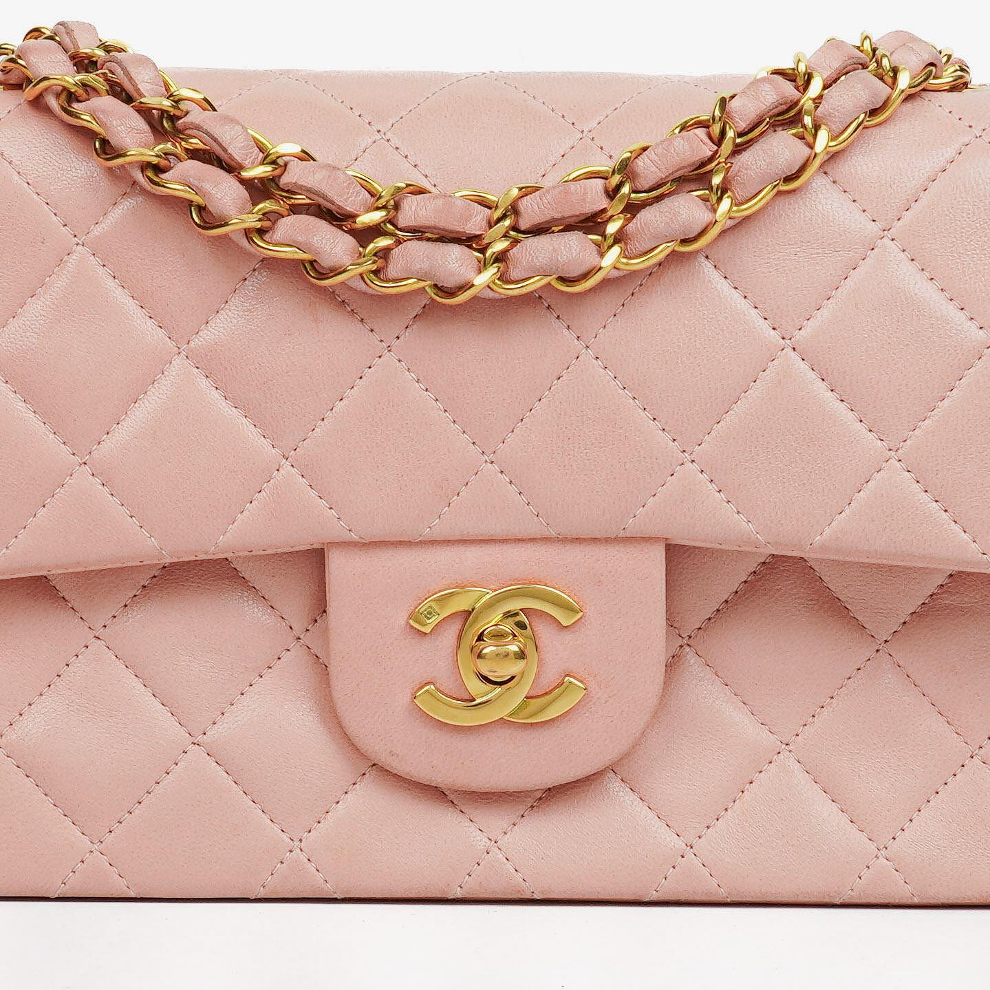 Chanel Vintage Classic Double Flap Bag in Quilted Lambskin with 24K Gold-Plated Hardware