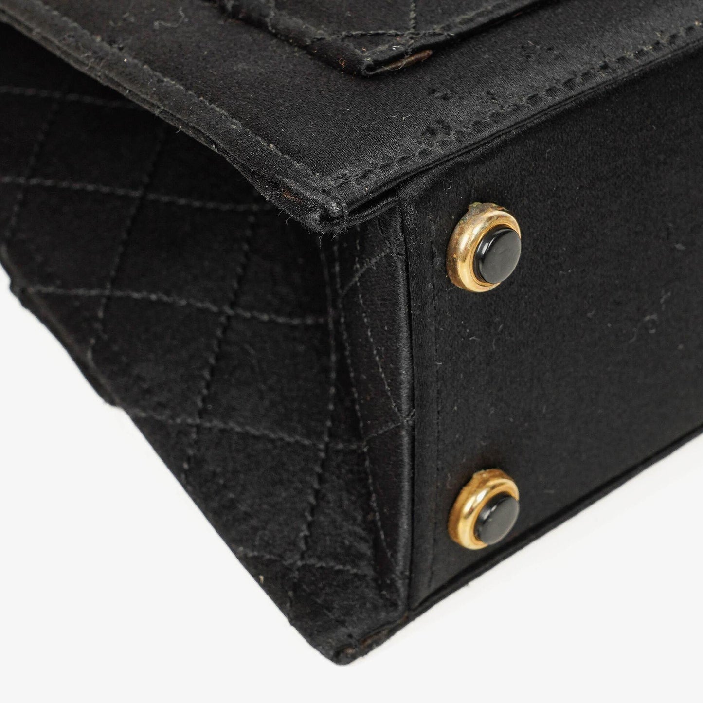 Chanel Vintage Trapezoid Single Flap Bag Black Quilted Satin With 24K Gold-Plated Hardware