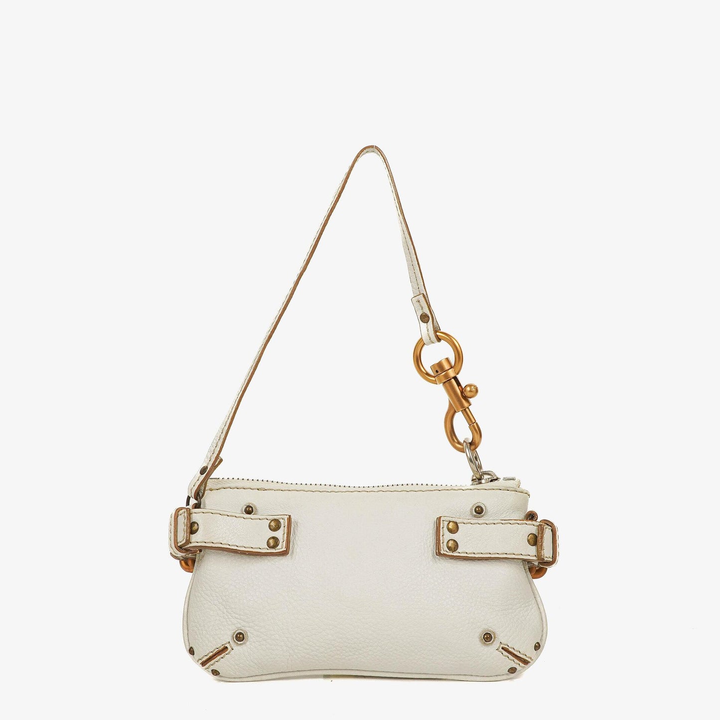 Chloe White Leather Paddington Pochette Bag