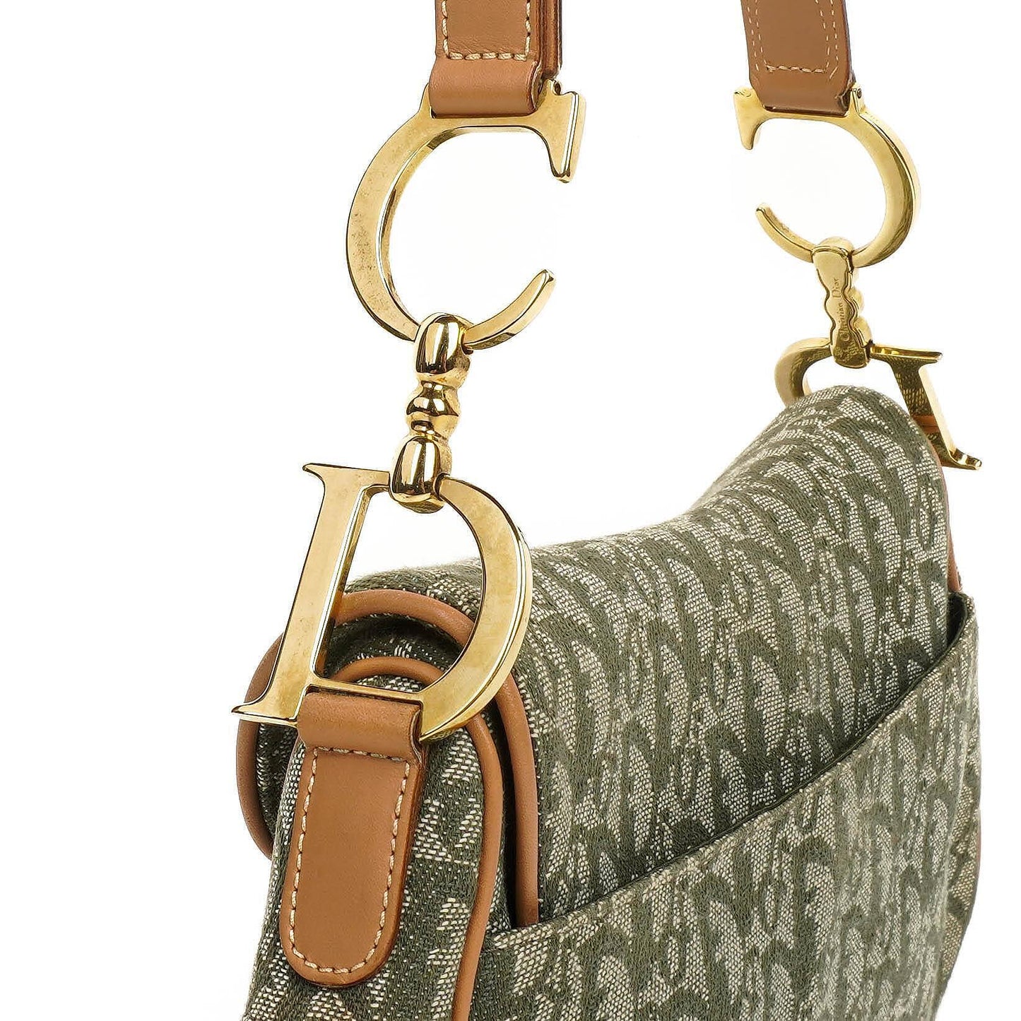 Christian Dior Green Monogram Jacquard Double Saddle Bag