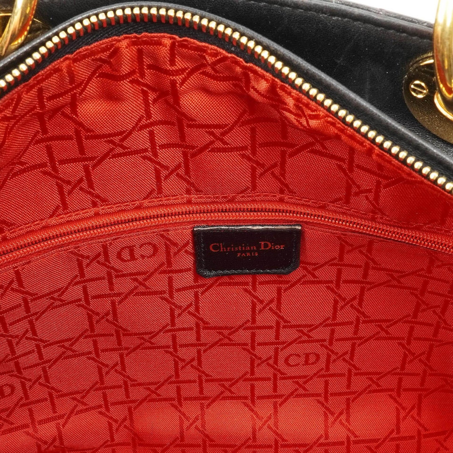 Christian Dior Large Lady Dior Black Cannage Quilted Lambskin Handbag