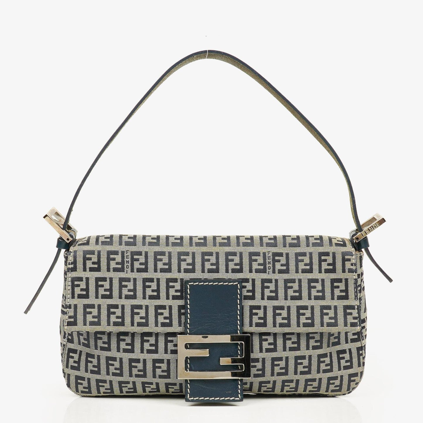 Fendi Zuccino Baguette Navy/Grey Handbag
