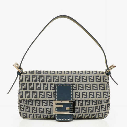 Fendi Zuccino Baguette Navy/Grey Handbag