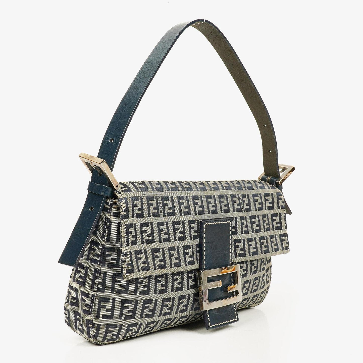 Fendi Zuccino Baguette Navy/Grey Handbag