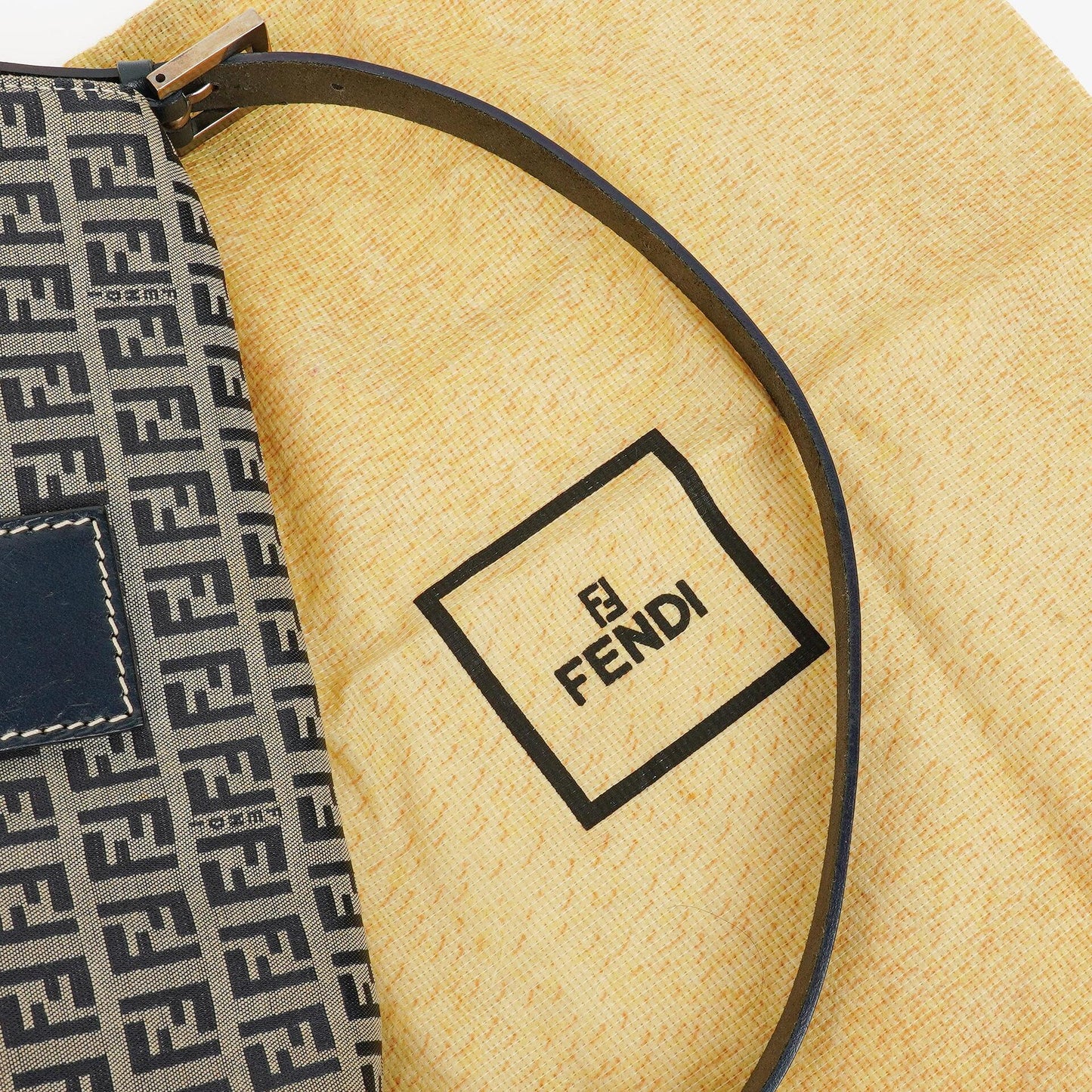 Fendi Zuccino Baguette Navy/Grey Handbag