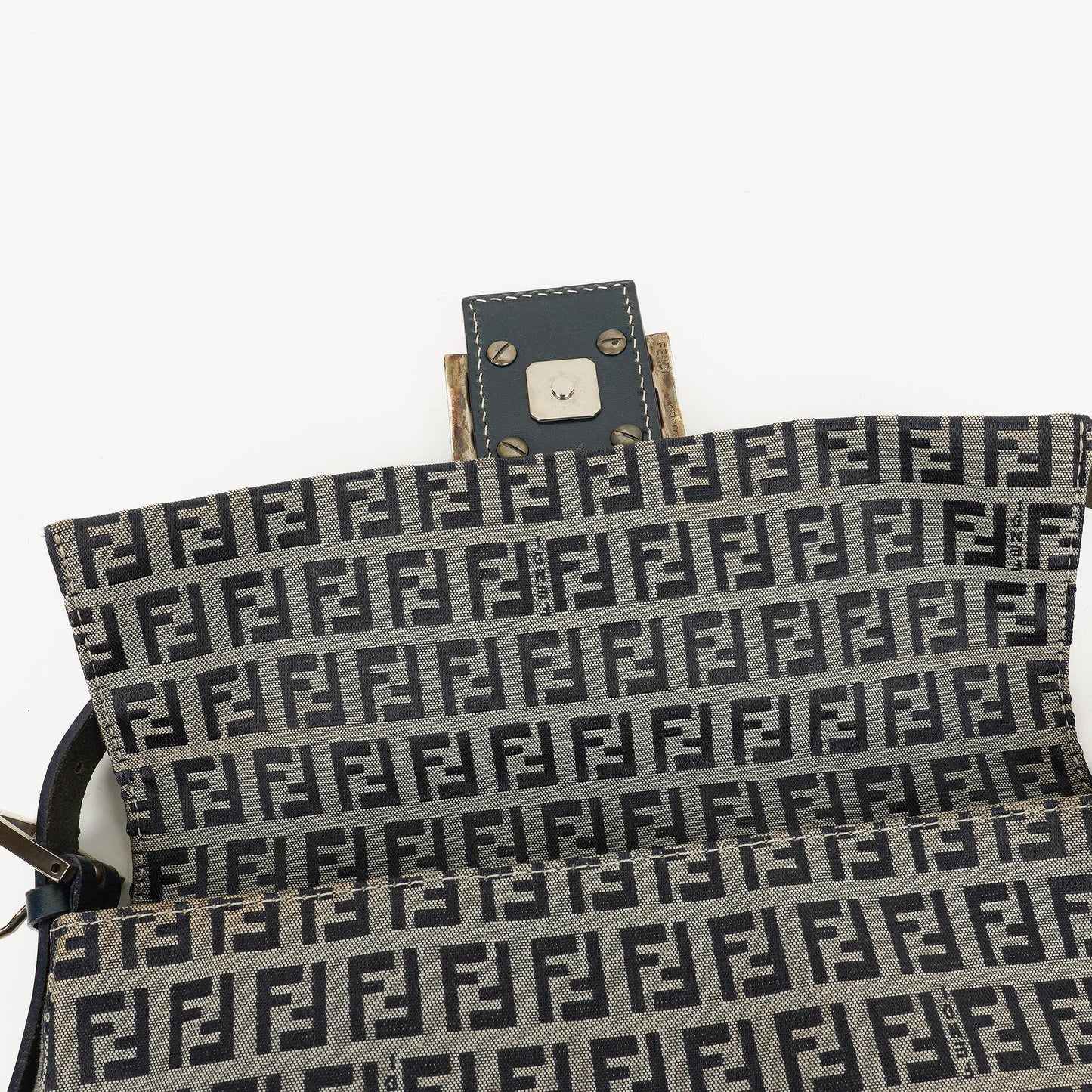 Fendi Zuccino Baguette Navy/Grey Handbag