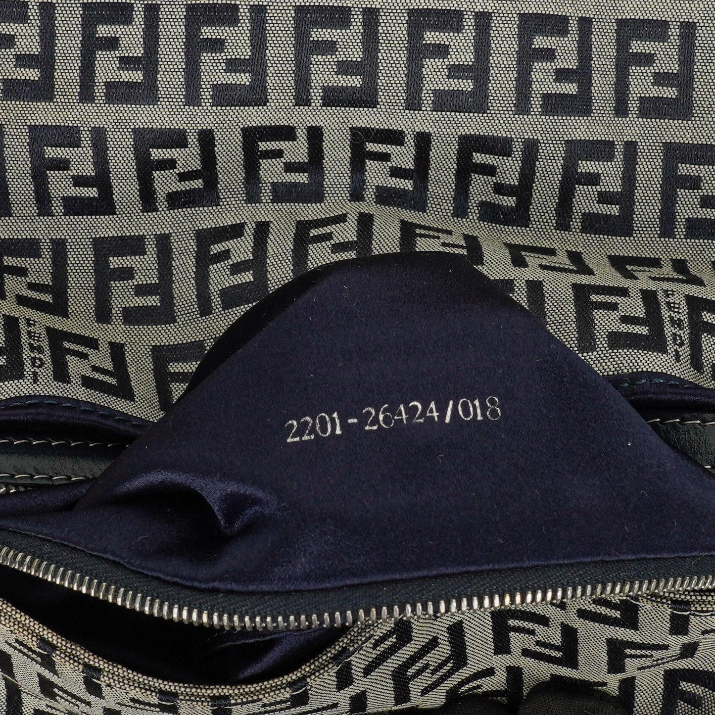 Fendi Zuccino Baguette Navy/Grey Handbag