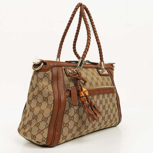 Gucci Bella Monogram Canvas Satchel Tote Bag
