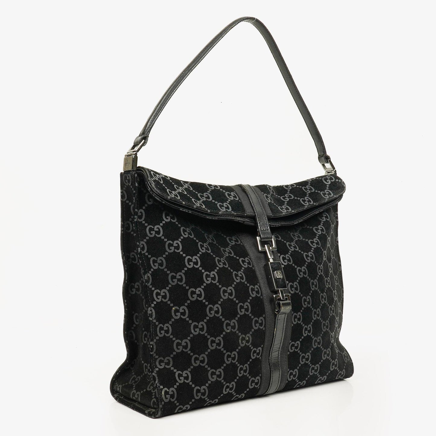 Gucci Black Jackie GG Suede Square Bag