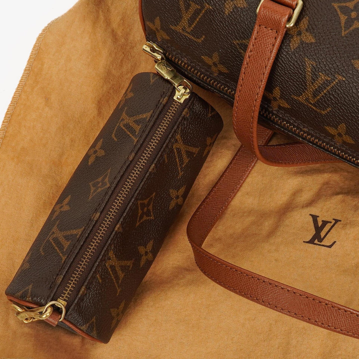 Louis Vuitton Papillon 30 Vintage Monogram Canvas Handbag With Mini Papillon Pochette