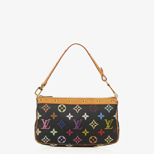 Louis Vuitton Takashi Murakami Pochette Accessoire Black Multicolor Clutch Handbag