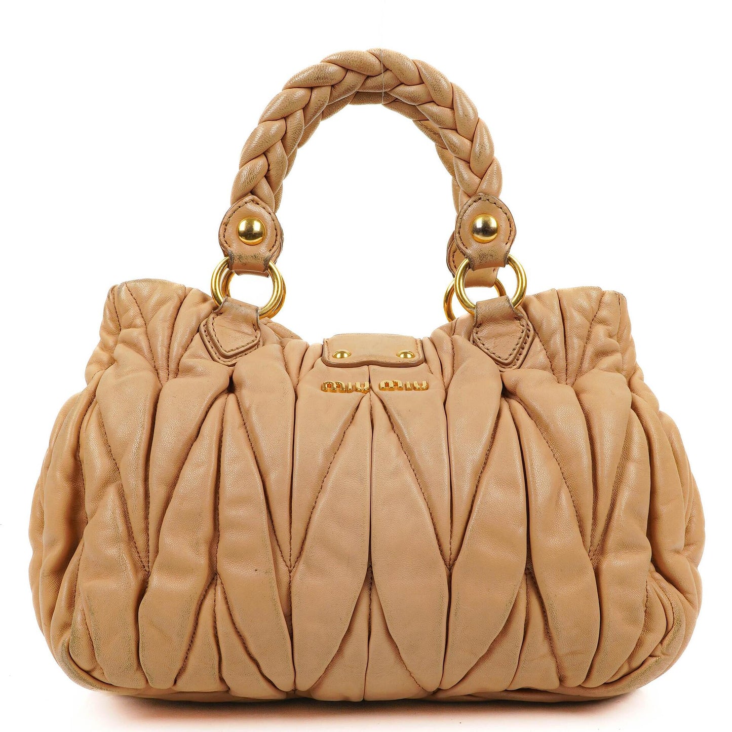 Miu Miu Matelasse Beige Leather Tote Bag