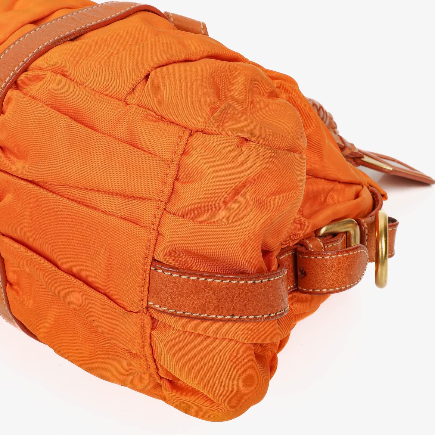 Prada Tessuto Gaufre Papaya Nylon Shoulder Bag