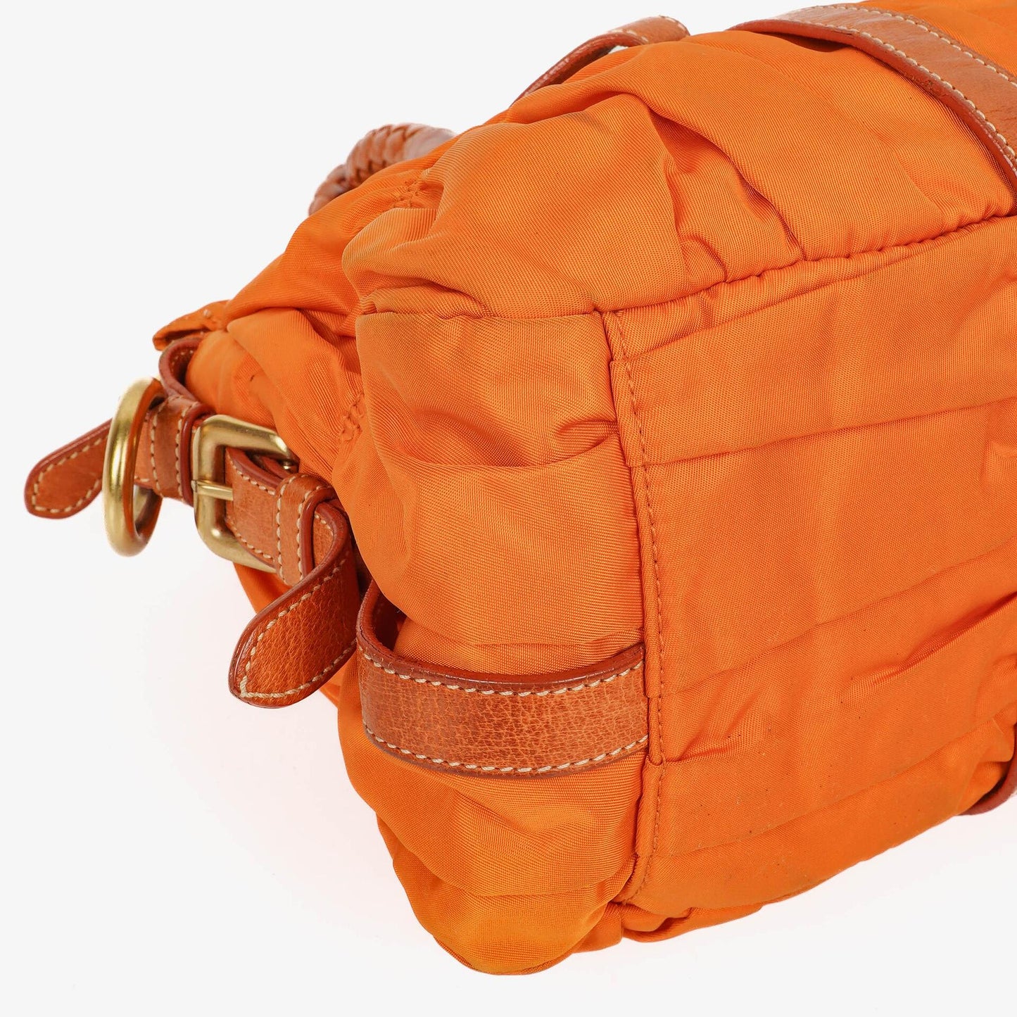 Prada Tessuto Gaufre Papaya Nylon Shoulder Bag