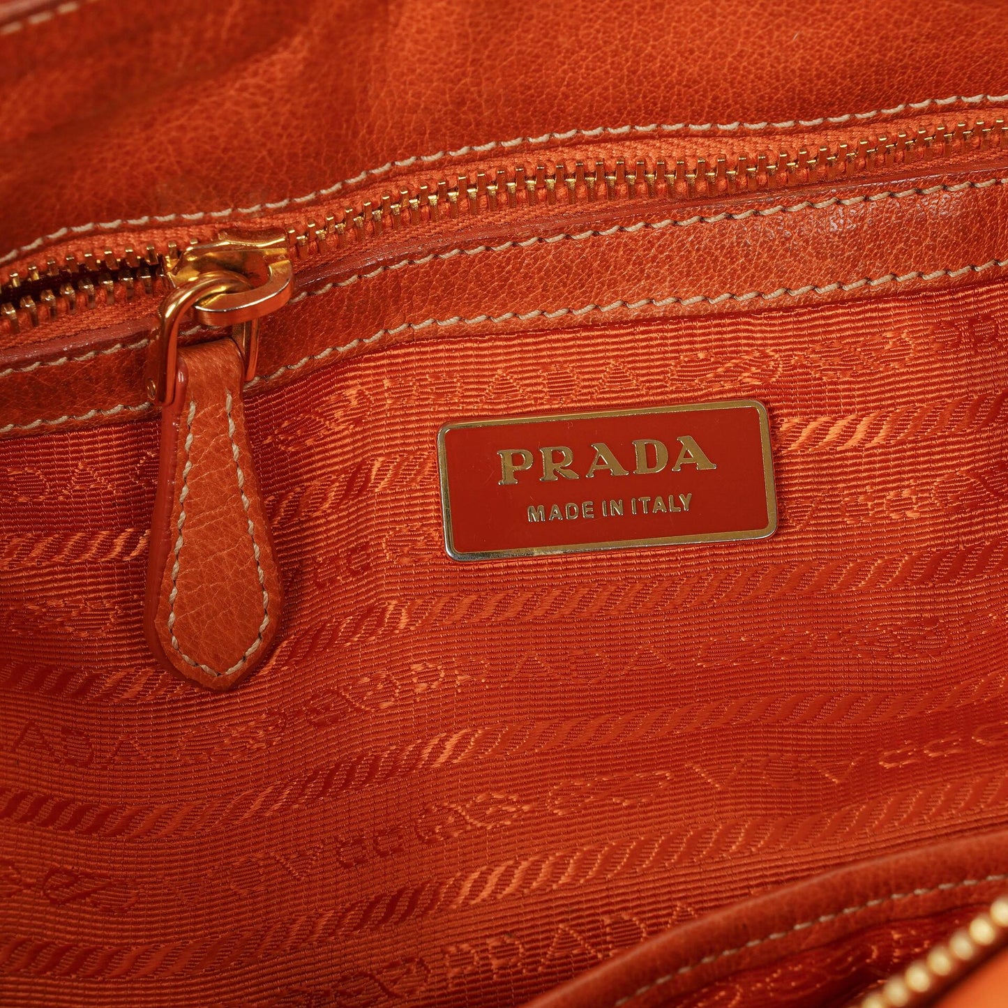 Prada Tessuto Gaufre Papaya Nylon Shoulder Bag
